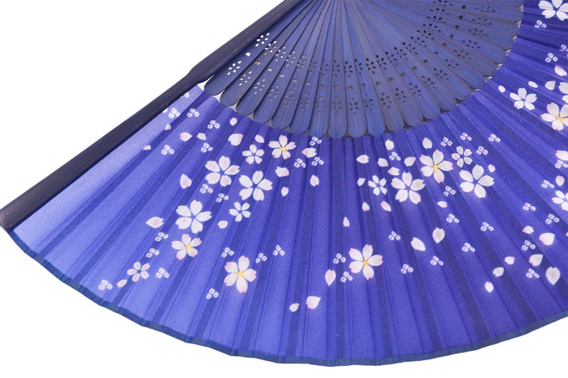 Amajiji 8.27"(21cm) Hand Held Bamboo Silk Folding Fan Hand Fan,Chinese/Japanese Charming Elegant Vintage Retro Style,Women Ladys Girls Best Gifts (Blue) - Image 4